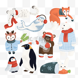 企鹅海豹图片_手绘冬季活动的小动物组图