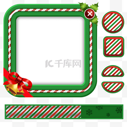 主题框按钮图片_绿色质感边框圣诞节游戏主题游戏