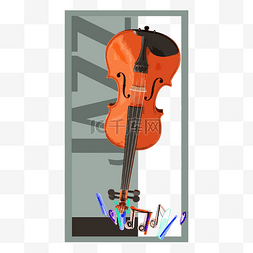 古典蓝色装饰图片_音乐爵士小提琴涂鸦装饰边框