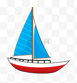 帆船海上图片_蓝红色帆船装饰