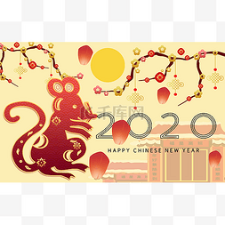 背景鼠年图片_鼠年新春春节中国红剪纸背景边框
