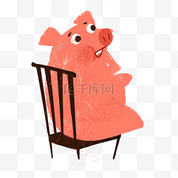 一只坐着的粉色猪