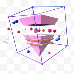 漂浮的彩球图片_C4D六一立体椎体彩球漂浮装饰