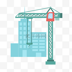 工地塔吊图片_浅蓝色塔吊元素