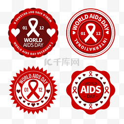 world aids day宣传红色徽章