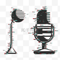 故障风麦克风图片_霓虹风格音乐图标话筒