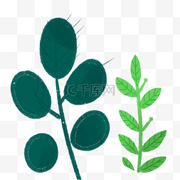 卡通的绿色枝叶植物