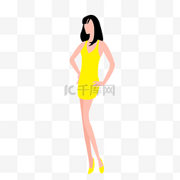 时尚女性黄色超短裙
