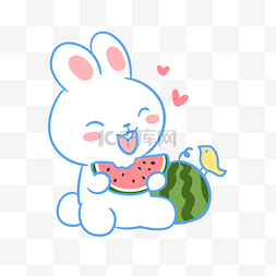 吃西瓜的白兔