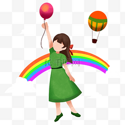 儿童节氢气球女孩