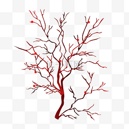 冬天树枝红色腊梅枝