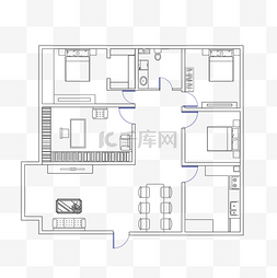 户型家配ps图片_黑色线框户型