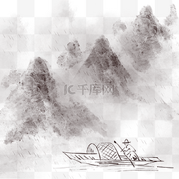 清明清明节古代人物划船图