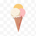 可爱三色冰淇淋球白黄红