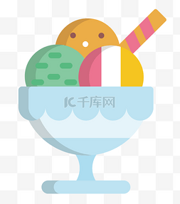 冰淇淋蓝色图片_彩色冰淇淋球插画