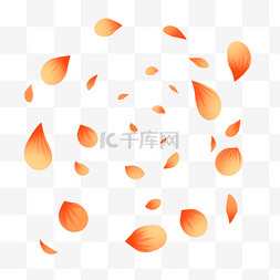 橙色手绘花瓣飞舞漂浮素材
