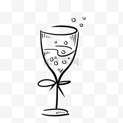 葡萄酒。酒杯图片_手绘黑白线描婚礼酒杯图