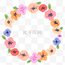 彩色花卉花环图片_彩色花朵花环