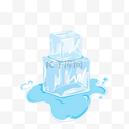 立体方形冰块图片_两个带水的冰块