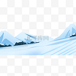 扁平雪地雪山