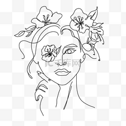 line draw抽象女人和花朵