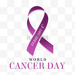 the world cancer day渐变紫红色丝带