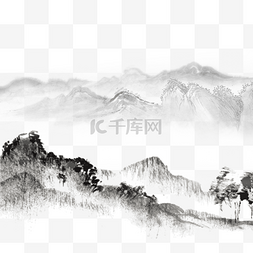 水墨山景油画