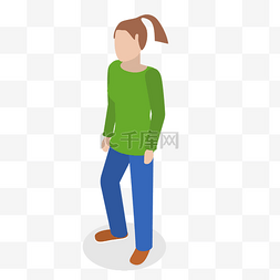 绿色衣服人物图片_卡通绿色衣服的女孩