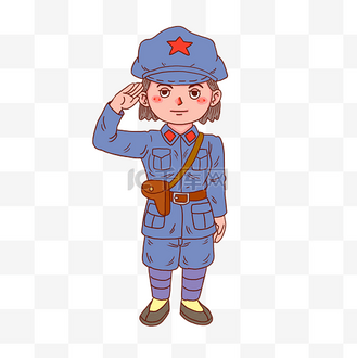 革命女军人敬礼卡通人物