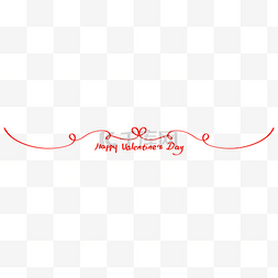 蝴蝶结红色图片_情人节快乐手写英文分割线