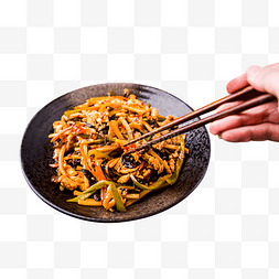 美食吃鱼香肉丝筷子