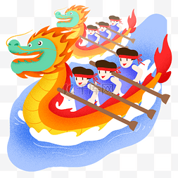 鸟划船的人图片_端午节龙舟比赛插画