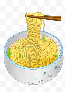 筷子粘米饭图片_一碗美味的面条插画