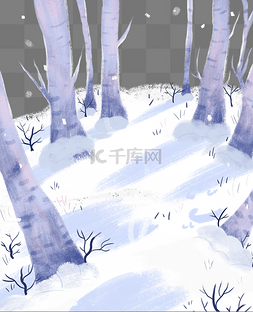 冬季雪地树林下雪