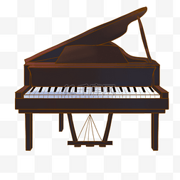 一架红木钢琴插画