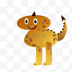 棕色的动物图片_棕色的尖角恐龙插画