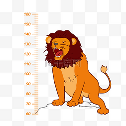 卡通身高测量图片_山顶的狮子测量身高元素