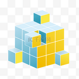 矢量彩色色块魔方方体方块