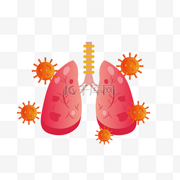 肺炎肺部卡通图片图片_卡通手绘红色肺炎病毒插画