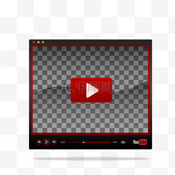 透明播放按钮图片_红色的YouTube视频播放器