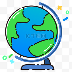 蓝绿色地球仪插图