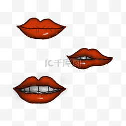 烈焰红唇三种不同的唇部表情
