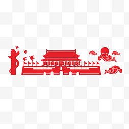 中国红元素图片_中国红风格党建剪影