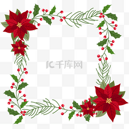 圣诞装饰花图片_一品红植物方形边框