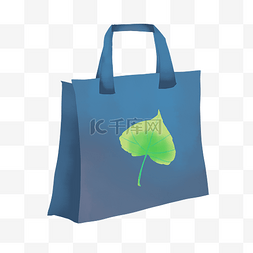 绿叶蓝色图片_绿叶手提环保袋