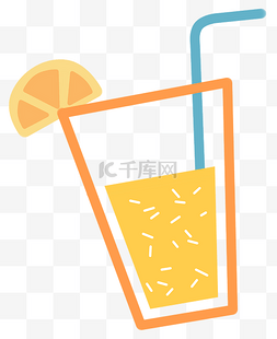 扁平风可爱手绘夏季饮料橘子汁png