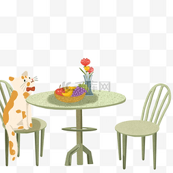 灰色花瓶图片_卡通灰色的椅子和桌子免抠图