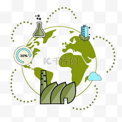 绿色能源环保图片_地球环保扁平装饰