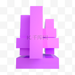 紫色立体几何组合装饰