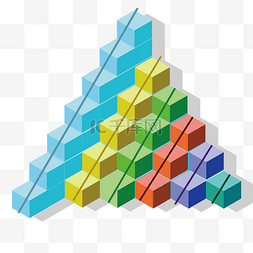 PPT立体阶梯图表插画